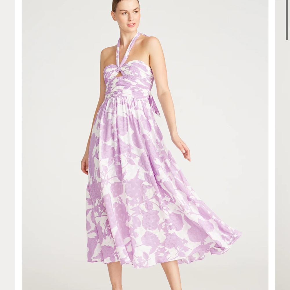 AMUR Selina Halter Lavender Floral Dress